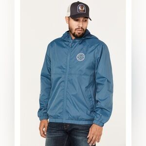 Brixton Teal Hooded Claxton windbreaker Jacket